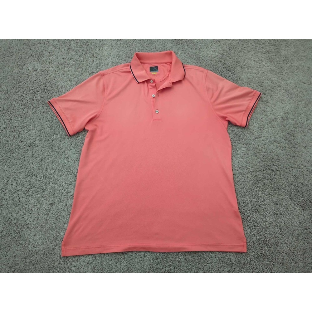 Greg Norman Polo Shirt Mens L Orange Short Sleeve Logo Golf Preppy Casual
